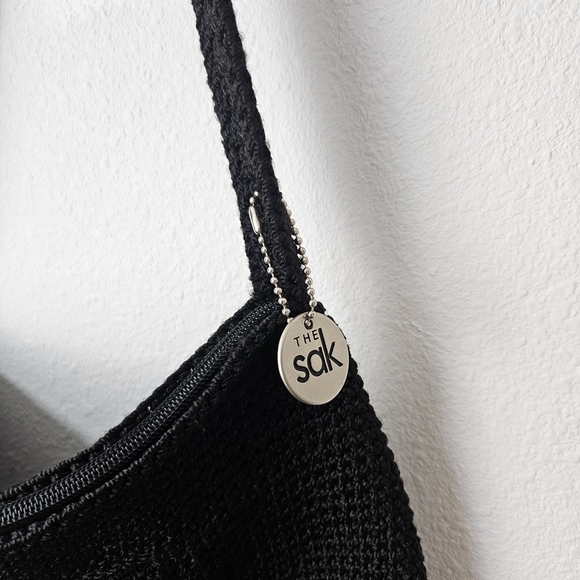 The Sak Womens Shoulder Bag Black Basket Weave Pockets Zipper - Picture 3 of 7